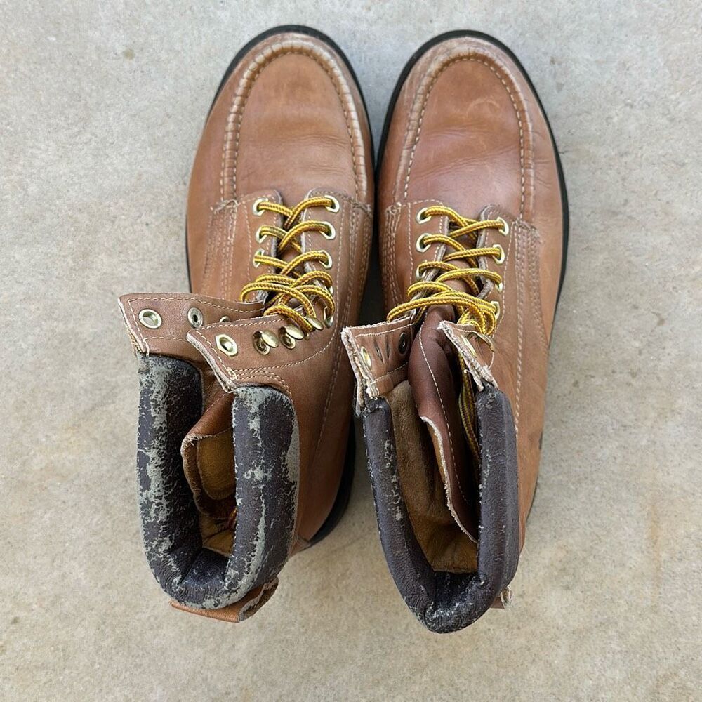 Vintage MONTBLANC Hiking Boots Combat Leather Boots Men’s 11 Made In Korea - Picture 3 of 11